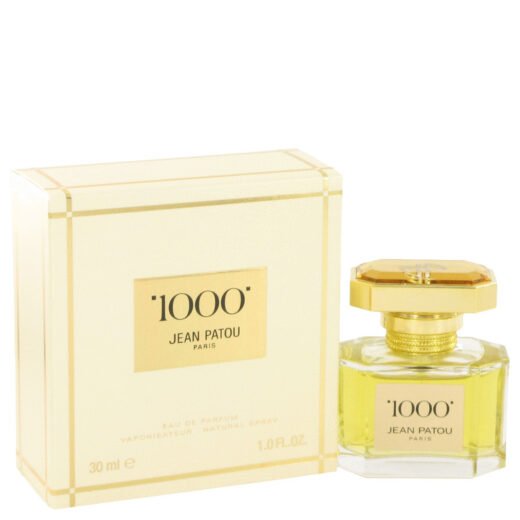 Jean Patou 1000 Eau De Parfum Spray 1 oz bottle and cream-colored box with gold accents