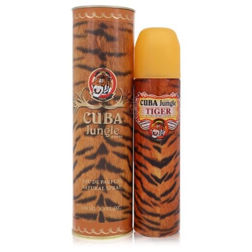 Fragluxe Cuba Jungle Tiger Eau De Parfum Spray for women with tiger print packaging and yellow cap