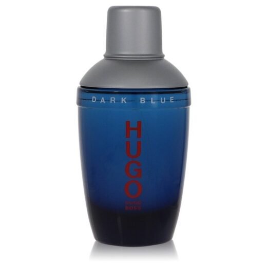 Hugo Boss Dark Blue Eau De Toilette Spray tester bottle, 2.5 oz, blue gradient with silver cap