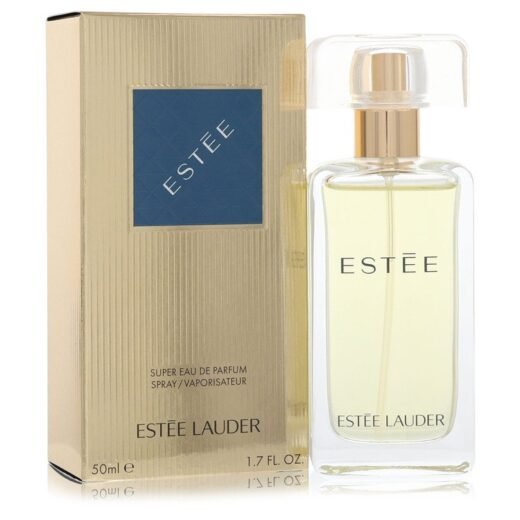 Estee Lauder Estee Super Eau De Parfum Spray 1.7 oz bottle and gold retail box with blue label