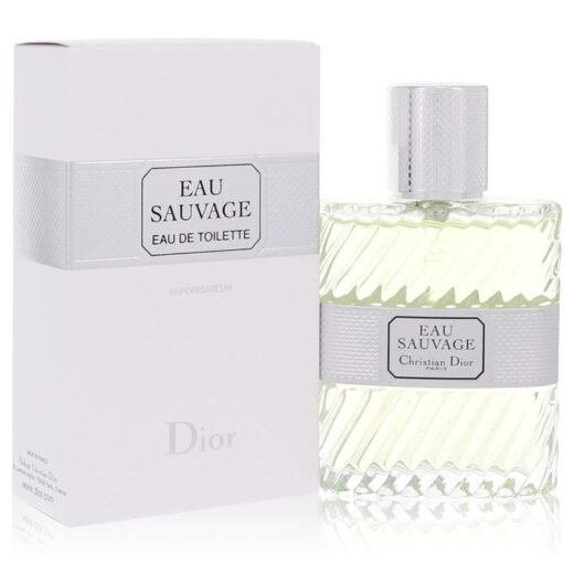 Eau Sauvage by Christian Dior Eau De Toilette spray bottle and box with silver accents