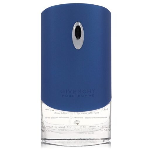Givenchy Blue Label Pour Homme tester spray in blue and clear 1.7 oz bottle with silver accent