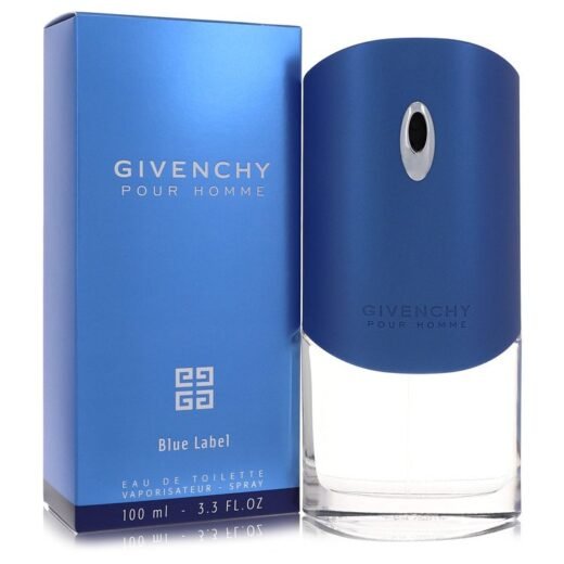 Givenchy Blue Label Pour Homme Eau De Toilette Spray 3.3 oz with blue box and bottle