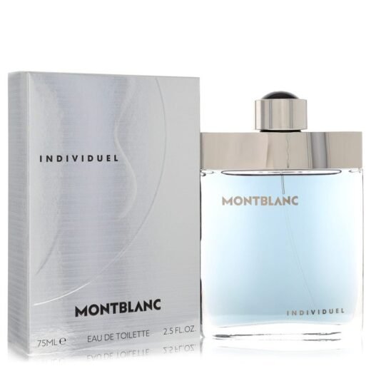 Mont Blanc Individuelle Eau De Toilette Spray 2.5 oz for men with silver box and clear blue bottle