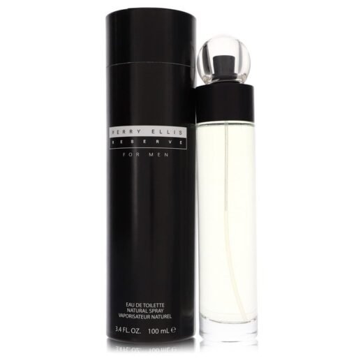 Perry Ellis Reserve for Men 3.4 oz eau de toilette spray with black cylindrical packaging