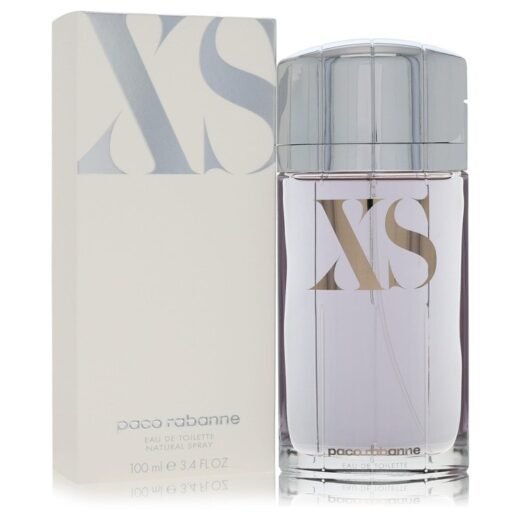Paco Rabanne XS Eau De Toilette Spray 3.4 oz for men with silver cap and matching branded box
