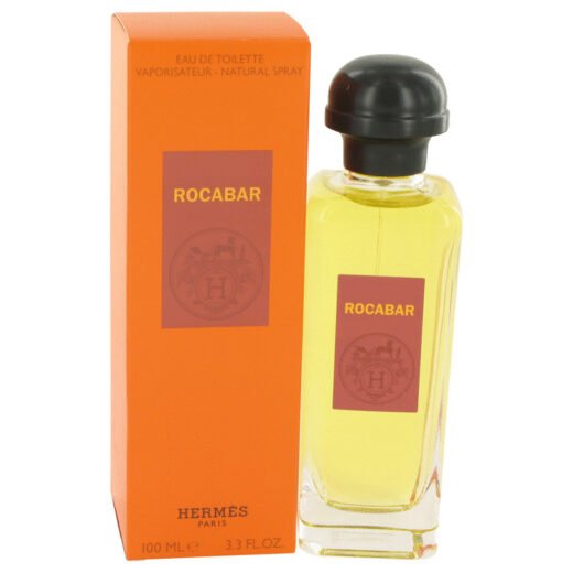 Hermes Rocabar Eau De Toilette Spray 3.4 oz for Men with orange box and clear bottle
