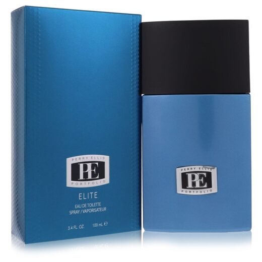 Perry Ellis Portfolio Elite Eau De Toilette Spray 3.4 oz bottle and blue box for men