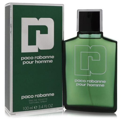 Paco Rabanne pour homme eau de toilette spray 3.4 oz green bottle and box