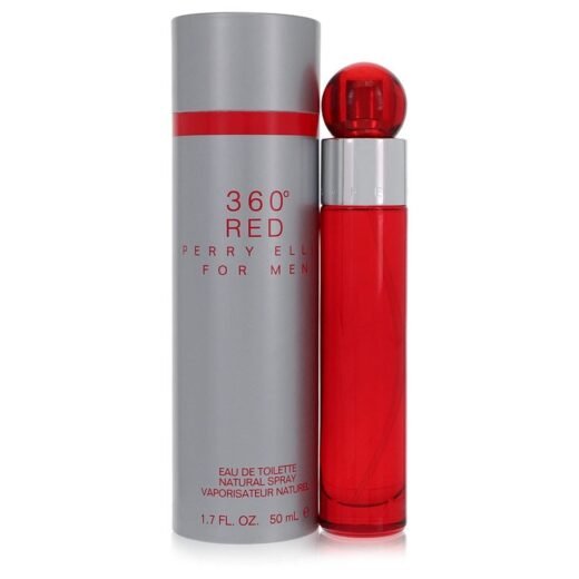 Perry Ellis 360 Red for Men Eau De Toilette Spray 1.7 oz with red bottle and silver packaging