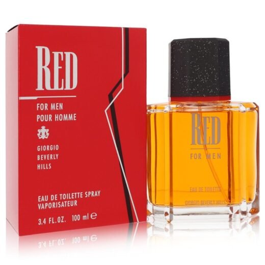 Giorgio Beverly Hills Red for Men Eau De Toilette Spray 3.4 oz with red box and clear bottle