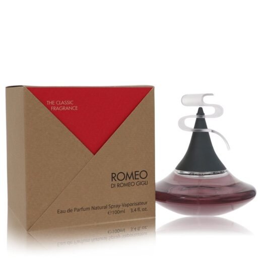 Romeo Gigli Eau De Parfum Spray 3.4 oz bottle with unique cap and matching retail box