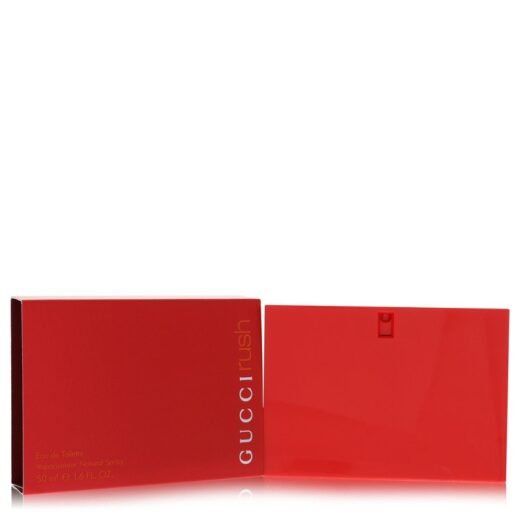 Gucci Rush Eau De Toilette Spray for women in red rectangular bottle with matching box, 1.7 oz