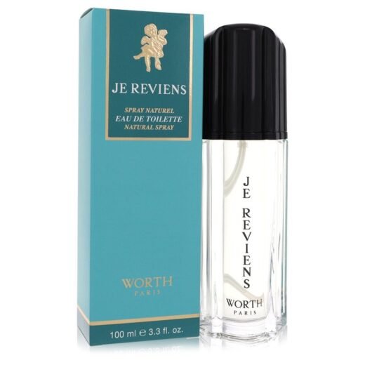 Worth Je Reviens Eau De Toilette Spray 3.3 oz bottle and turquoise box with gold accents