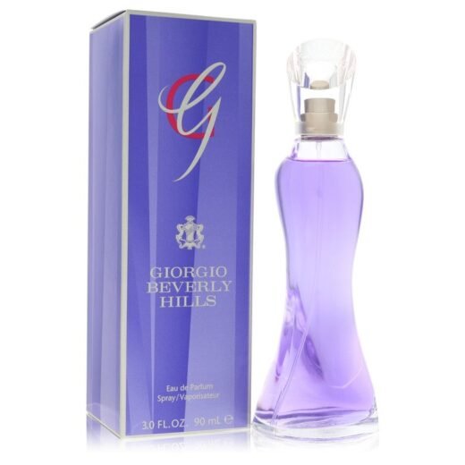 Giorgio Beverly Hills G Eau De Parfum Spray 3 oz for women with purple box and curvy bottle
