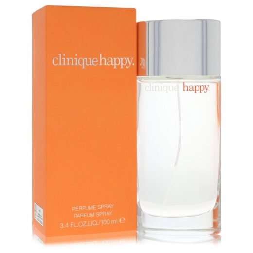 Clinique Happy Eau De Parfum Spray for Women 3.4 oz with orange box and clear bottle