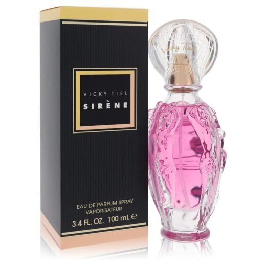 Vicky Tiel Sirene Eau De Parfum Spray 3.4 oz bottle and box with pink fragrance