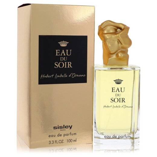 Sisley Eau Du Soir eau de parfum spray bottle with gold sculpted cap and matching box