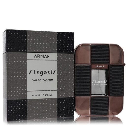 Armaf Legesi Eau De Parfum 3.4 oz for men with black and grey box and geometric bottle design
