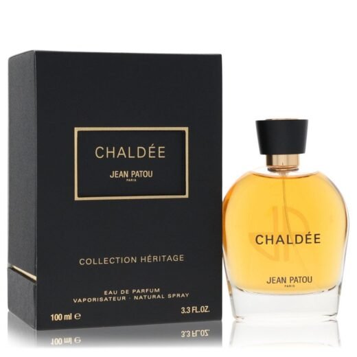 Jean Patou Chaldee Eau De Parfum Spray 3.3 oz bottle and black box with gold accents