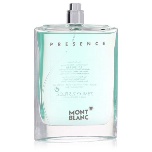 Mont Blanc Presence Eau De Toilette Spray tester bottle 2.5 oz with silver cap and clear liquid