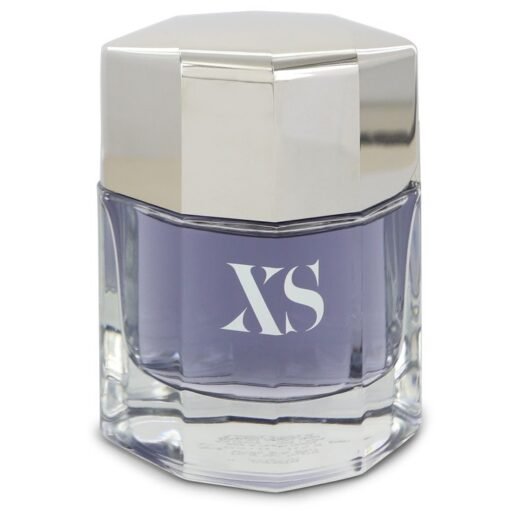 Paco Rabanne XS eau de toilette spray in a clear octagonal bottle with silver cap